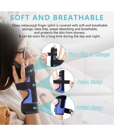 Fibee Boxer Fracture Splint - Adjustable Pinky Finger Brace for 4th/5th Finger - Metacarpal Support for Arthritis, Fractures, Mallet Finger - S/M Size - Buy Online on GoSupps.com