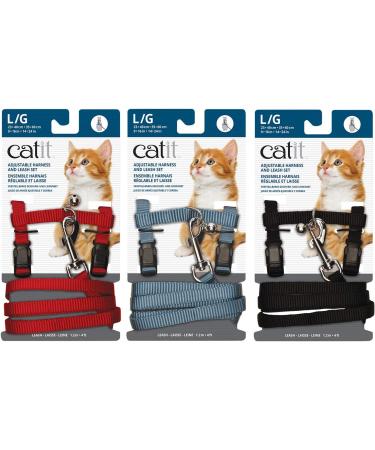 Catit Nylon Adjustable Cat Harness and Leash Set - Large, Black - Buy Online on GoSupps.com