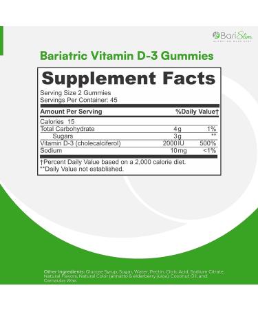 BariSlim Bariatric Vitamin D-3 Gummies - Easy-to-Digest Fruit Flavors | 90 Chews - Buy Online on GoSupps.com