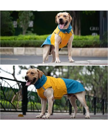 XXL XX-Large Blue+Yellow Dog Warm Coat - Windproof & Waterproof Winter Jacket for Cold Weather with Leash Hole - Buy Online on GoSupps.com