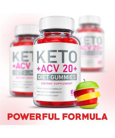 (3 Pack) Keto ACV 20 Plus Gummies - Official Formula Vegan - Apple Cider Vinegar 180 Gummies with Vitamins B12, B6, and Beet Root Juice - Buy Online on GoSupps.com