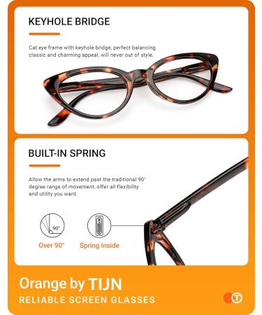 TIJN 3-Pack Retro Cat Eye Reading Glasses for Women - Blue Light Blocking Eyeglasses (1.5x) in Black Pink & Tortoise - Buy Online on GoSupps.com