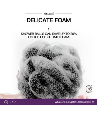 Loofah Sponge Bath Set - 4 Pack Black Rough Surface for Men & Women | Exfoliating Body Scrub - Buy Online on GoSupps.com