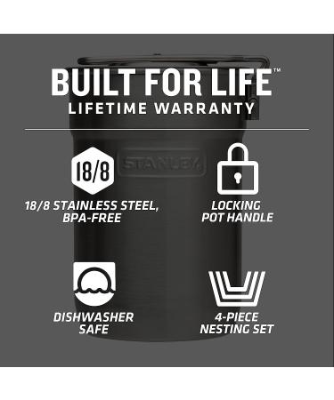Stanley Adventure Camp Cook Set - 24oz Kettle with 2 Ceramic Cups | Stainless Steel Camping Cookware with Vented Lids | Lightweight Cook Pot for Backpacking & Hiking - Buy Online on GoSupps.com