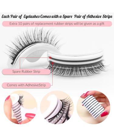 Aleevii False Eyelashes Natural Eyelashes Artificial Eyelashes with Replacement Adhesive Strips Self-Adhesive Eyelashes Reusable Eyelashes - Buy Online on GoSupps.com