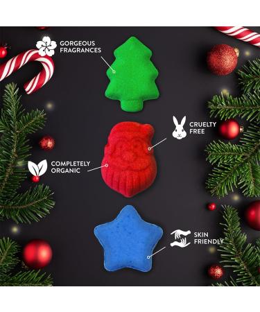 3-Piece Christmas Bath Bomb Gift Set by Zimpli Gifts - Perfect Stocking Fillers for Women and Kids | Vegan-Friendly & Cruelty-Free Bath Fizzers Beauty Spa Set - Buy Online on GoSupps.com