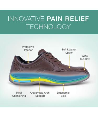 Orthofeet Gramercy 14 Wide Brown Men's Plantar Fasciitis Shoes - Heel Pain Relief and Arch Support - Buy Online on GoSupps.com
