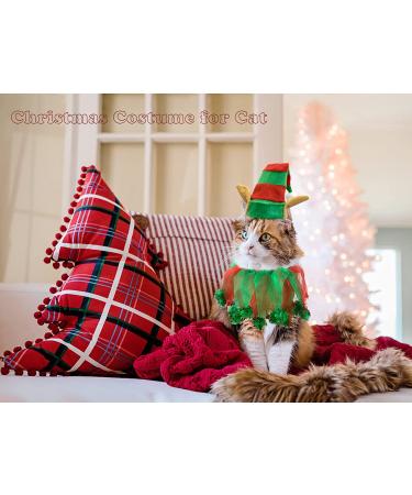 Vehomy Cat Christmas Costume Elf Hat and Bell Collar - Xmas Pet Accessories 2Pcs - Buy Online on GoSupps.com