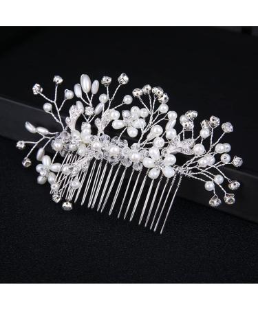 ISLHJDD Wedding Hair Comb Wedding Hair Clip Pearl Hair Comb Rhinestone Bridal Headpiece Pearl Bridal Hairclips Hair Accessories for Women and Girls - Buy Online on GoSupps.com