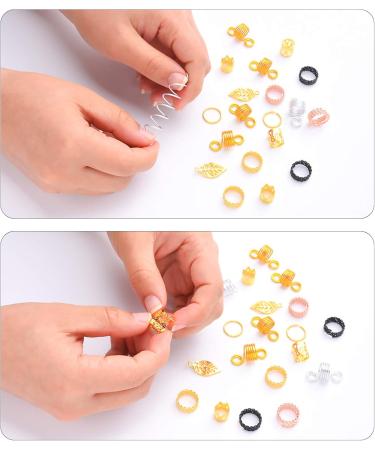 200 Hair Beads for Braids & Dreadlocks - Metal Hair Rings & Aluminum Cuffs with Storage Box | Premium Hair Jewelry Accessories - Buy Online on GoSupps.com