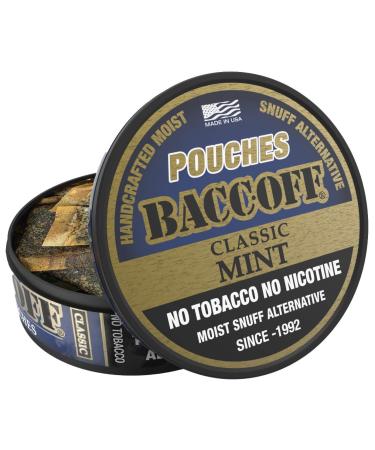 BaccOff, Classic Mint Pouches, Premium Tobacco Free, Nicotine Free Snuff Alternative (5 Cans) Mint Pouches 0.63 Ounce (Pack of 5)