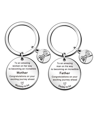 QMVMV Mummy to Be Gifts Daddy to Be Keyring Set Pregnancy Gift Baby Announcement Gift New Dad First Time Mum Keyring Gifts Future Mother Father Gift New Parents Gifts