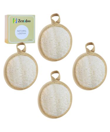 Exfoliating Loofah Sponge Face Pads Scrubber Zenidoo Natural Facial Loofa Scrub Pad Luffa Cleanser Sponges Brush for Men and Women Without Hurting The Skin Large Size(4 Pack) Brown
