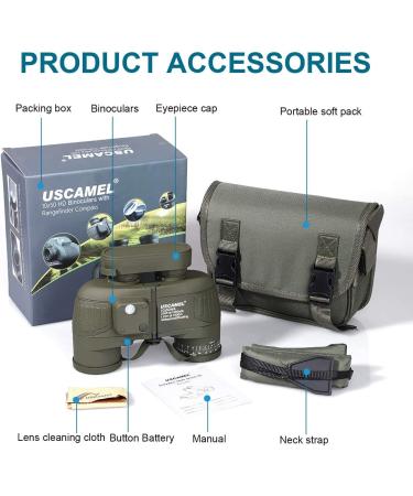 USCAMEL 10X50 Marine Binoculars with Rangefinder Compass | Waterproof for Sailing, Boating, Fishing - Adults - Buy Online on GoSupps.com