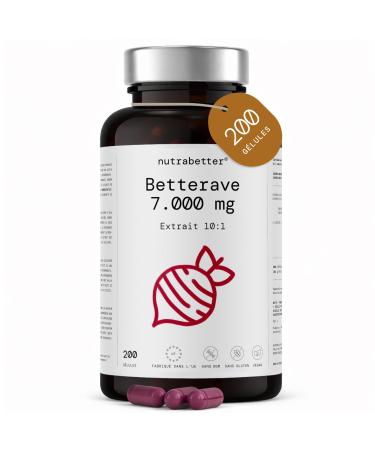 Betterave 7000 mg | 200 G lules Vegan | Extrait de Betterave Rouge (Beetroot) 10:1 | Booster Naturel d Oxyde Nitrique | nergie & Vitalit | Fabriqu dans l UE | nutrabetter