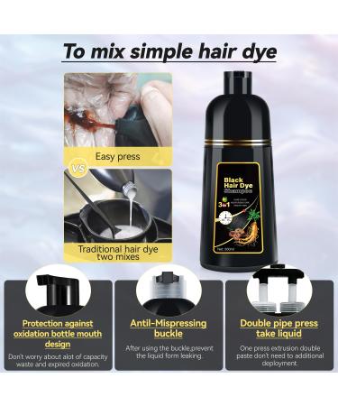 Buy 3 IN 1 Hair Color Shampoo Dye for Men & Women - Natural Herbal Semi-Permanent Grey Hair Cover 16.9 Fl Oz Black - International Shipping Available - Buy Online on GoSupps.com