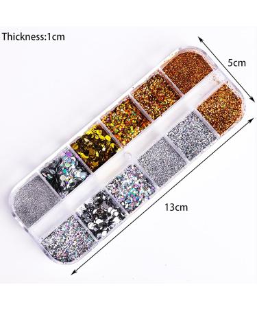 48 Color Nail Seedlettes Glitter & Rhinestone Art - DIY 3D Nail Stickers for Face & Body Decoration (4 Boxes) - Buy Online on GoSupps.com