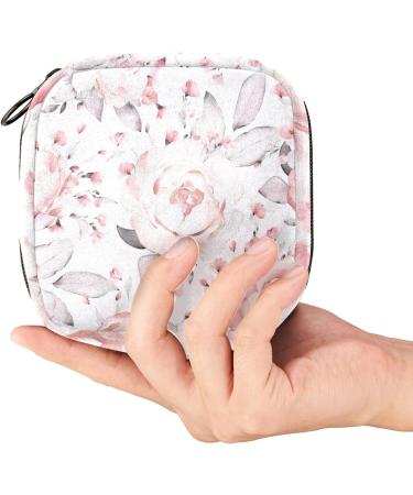 Guantierendiy Pale Pink Peony Flower Sanitary Napkin Storage Bag - Menstrual Cup Pouch & Makeup Organizer - Buy Online on GoSupps.com