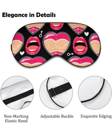 Booty Lips Heart Soft Sleep Mask for Women - Funny Love Pattern Blackout Eye Mask with Adjustable Straps | Travel-Friendly Sleep Solution - Buy Online on GoSupps.com