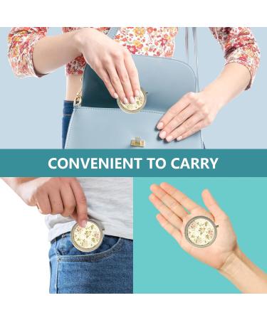 Retro Floral Pill Box with Mirror | 3 Compartment Round Container for Vitamins & Supplements | Small Vintage Design | Durable Bronze Finish - Buy Online on GoSupps.com