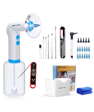 BOCOOLIFE Ear Wax Removal Tool Electric Ears Cleaner with 4 Pressure Settings Safe & Effective Ear Irrigation Flushing System for Adults with Water Temperature Detector Otoscope New Ear Cleaner Multi Kit