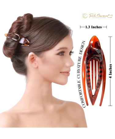 RC Roche 6-Piece French Curved Hair Clips | High-Quality Medium Brown Hair Clamps for Women & Girls - Firm Support No Slipping - Buy Online on GoSupps.com