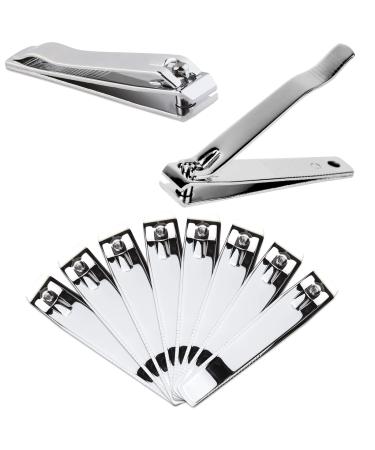 11pcs Large Beauticom Stainless Steel Straight Nail Clipper - Professional Ultra Sharp Sturdy Silver Finger Nail and Toe Nail Cutters for Acrylic Nails Grooming Manicure