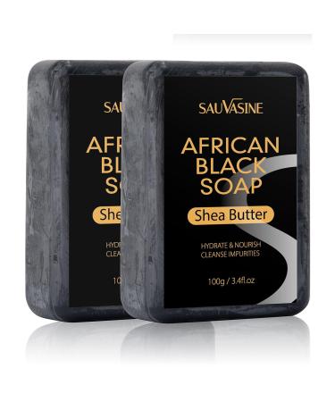African Black Soap with Shea Butter - Skin Care Moisturizing Cleansing Soap for Face & Body