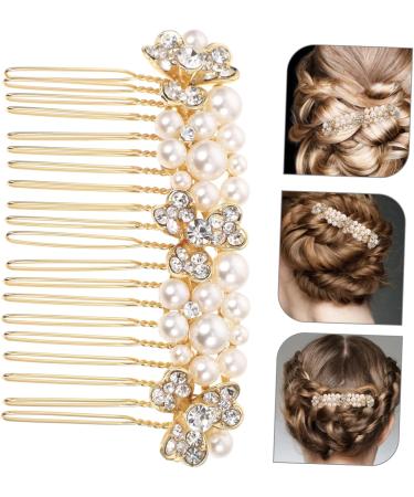 Angoily Alloy Rhinestone Hair Comb Gold Wedding Hair Accessories Bridal Hair Accessories for Women Gold Hair Barrettes Crystal Hair Accessories Tiara Rhinestones Hairpin Bride Pearl - Buy Online on GoSupps.com
