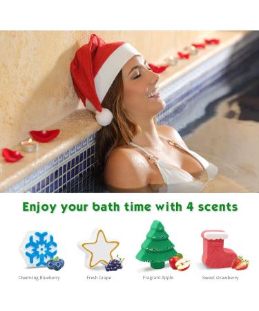Christmas Bath Bombs for Kids - 4-Pack Gift Set with Santa, Snowflake, Sock, and Star Designs - Perfect Stocking Stuffer for Boys and Girls - Buy Online on GoSupps.com