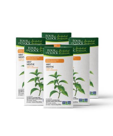 Four O'Clock Herbalist Digestive Mint Herbal Tea Non Gmo Project Kosher Gluten-Free 6 Packs of 20 Teabags