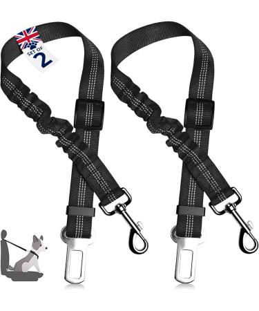 2 Dog Seat Belts For Cars UK - Dog Car Harness - Dog Seat Belt - Cats & Other Pets - Safety Harness With Adjustable Elastic Leads - Black - Buy Online on GoSupps.com