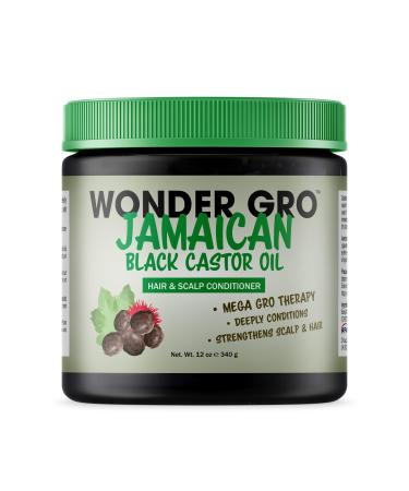 Jamaican Black Castor Oil Hair Grease Styling Conditioner  12 fl oz - Great for Strengthening - Mega Hair Growth Therapy by Wonder Gro