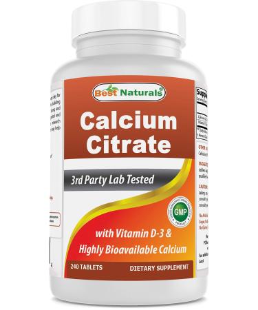 Best Naturals Calcium Citrate with Vitamin D-3 240 Tablets (240 Count (Pack of 1)) - Buy Online on GoSupps.com