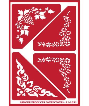 Armour Etch Over N Over Glass Etching Stencils Set - Berries, Fleur De Lis, Corner - Buy Online on GoSupps.com