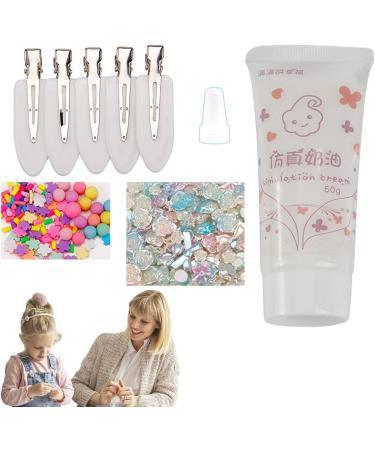 Hair Clips Kit Hairpin Bag Cream Glue with Resin Cute Cartoon Accessories Hairpins for Women Girls Fanelod Pink and White - Buy Online on GoSupps.com