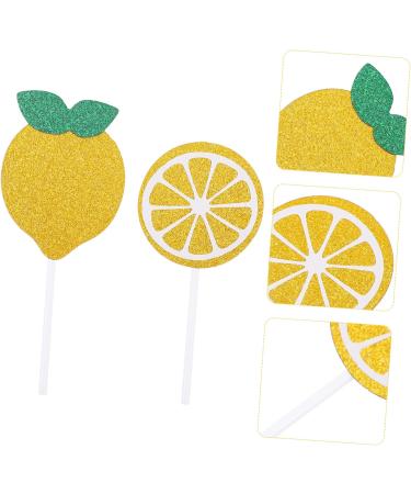 Abaodam 72 pcs Lemon Cake Toppers birthday cupcake topper birthday toppers for cakes gold decor summer ornaments gold trim birthday cake decorations baby paper cup party supplies - Buy Online on GoSupps.com