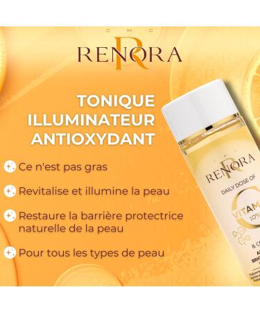  CMC R RENORA RENORA Antioxidant Brightening Toner with Vitamin C Collagen Hyaluronic Acid Centella Asiatica Aloe Vera Caffeine and Probiotics Revitalizing Cocktail Brightens Spots and - Buy Online on GoSupps.com