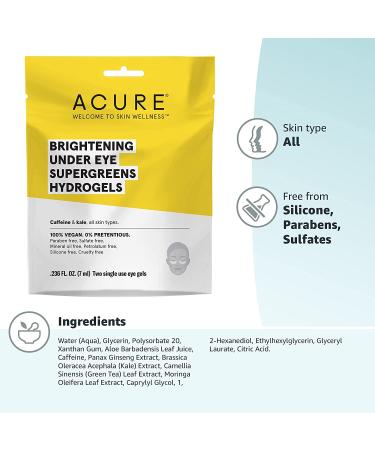 Acure Brightening Under Eye SuperGreens Hydrogels - 2 Single Use Eye Gels (0.236 fl oz) - Buy Online on GoSupps.com