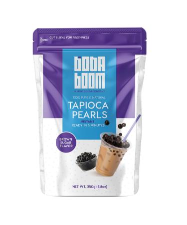 Boba Pearls for Bubble Tea, 8.8 oz. Instant Black Tapioca Pearls for Bubble Tea Pearls, Tapioca Boba Balls, Large Boba Bubbles, Boba Tea Pearls, Black Sugar Flavor, Ready in 5 Minutes. By Boba Boom.