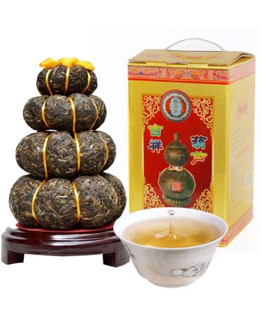 HELLOYOUNG 1000g Th Pu'er cru en forme de citrouille quatre couches du Yunnan chinois techniques traditionnelles avec une saveur intense et un go t riche Th pu-erh Pu'er Tea