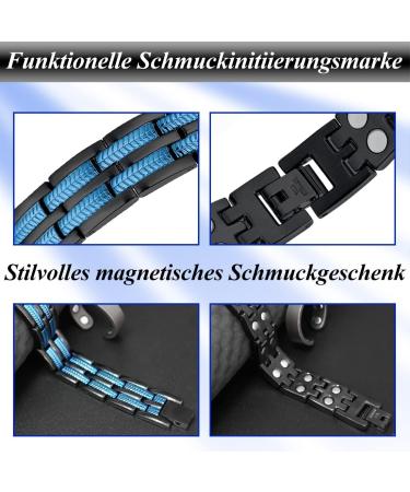 Vicmag Magnetic Bracelet for Men - Titanium Steel Double Row Adjustable Magnet Bracelet (Wheat Black Blue) - Stylish & Durable - Buy Online on GoSupps.com