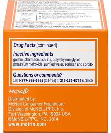 Motrin IB Liquid Gels 200mg, 80 Ct - Pain Reliever for Arthritis, Aches, Headache, Menstrual Cramps - NSAID - Buy Online on GoSupps.com