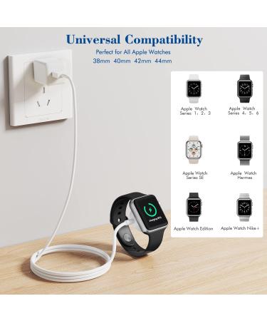 3.3FT Apple Watch Charger - Magnetic Charging Cable with USB Wall Plug for Apple Watch Series 8/7/SE/6/5/4/3/2/1 - White - Buy Online on GoSupps.com