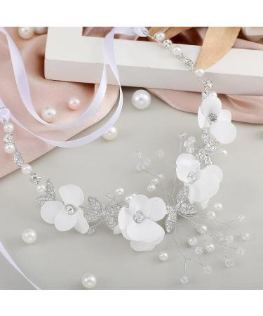 Flower Girl Headpiece - 3 Piece Pearl Flower Crown for Wedding & Birthday Party (Classic) - Buy Online on GoSupps.com