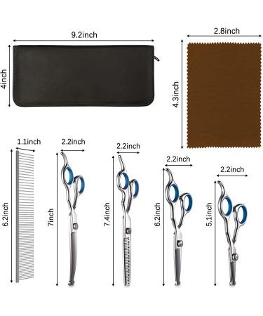 Pogeair 6-in-1 Safety Round Head Stainless Steel Dog Grooming Scissors Kit - Heavy Duty Titanium Coated Pet Grooming Scissors for Dogs, Cats & Other Pets - Buy Online on GoSupps.com