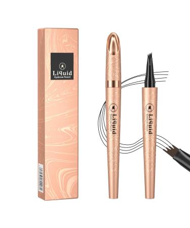 Landrain 3D Eyebrow Pencil Waterproof Long Lasting Liquid Eyebrow Pencil Smudge Proof - Black