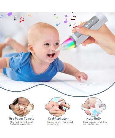 Electric Baby Nasal Aspirator with 3 Suction Levels & Silicone Tips - Rechargeable Nose Cleaner for All Ages 0+ - Light & Music Soothing Function - Grey - Buy Online on GoSupps.com