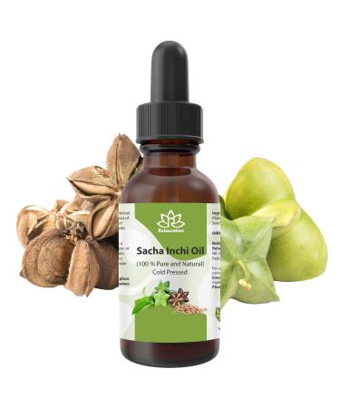 Relaxcation Cold Pressed Sacha Inchi Oil - Pure Unrefined Virgin Oil from Peru | Natural Carrier Extract for Face Hair and Body | 100% Plant-Based (4 oz) 4 Fl Oz (Pack of 1)