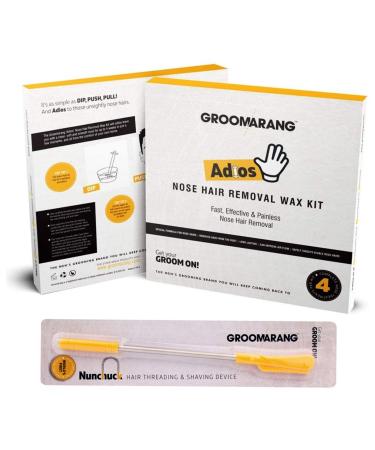 Groomarang Nose Hair Wax | Nose Waxing for Men & Women | Includes Nose Waxing Kit + Hair Threading Shaving Device for Beard Eyebrow Shaping